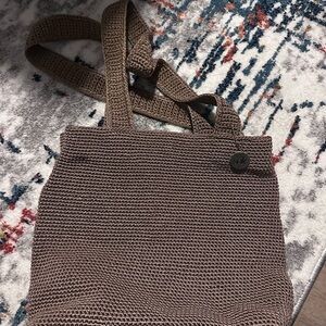The Sak Brown Shoulder Bag with Textured Knit and Medium Size